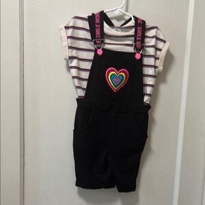 Kids Black Overalls with Heart Patch